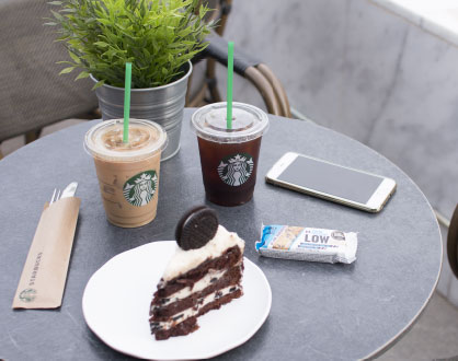 starbucks coffee and cake